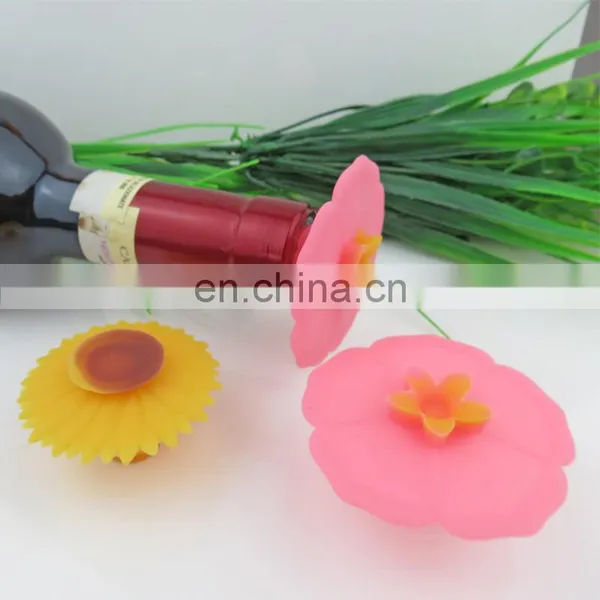 Wine Champagne Beverage Beer Wine Stopper Silicone Sunflower Shape Silicone Wine Bottle Stopper photo-5