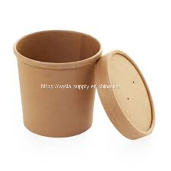 Souper Food Container Lid 8oz Kraft- Brown Microwavable Souper Cups Lid- Hot Food Cup With Vented Lid photo-2