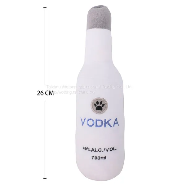 Wholesale Custom Eco Friendly Iq Training Plush Stuffed Whisky Bottle Shaped Squeaky Interactive Pet Toys Dog Chew Toys photo-2
