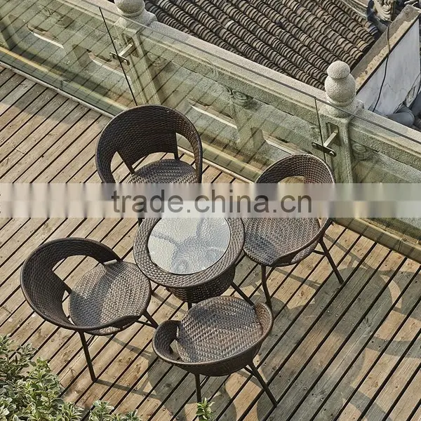 Rattan Tempered Glass Table Set Balcony Chair Patio Furniture Wicker Chair