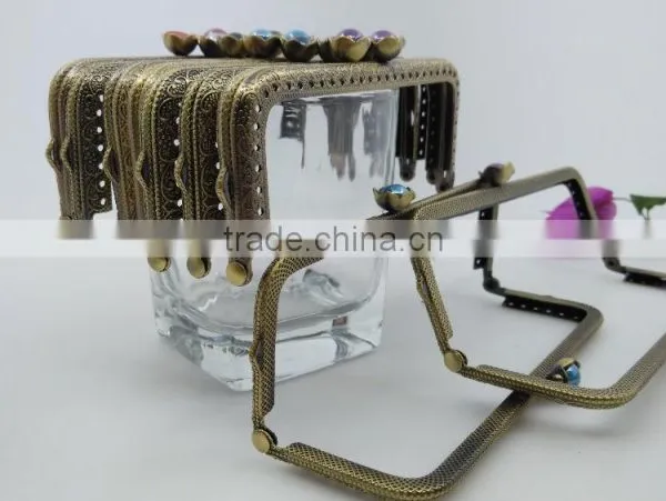 KINGSO 5PCS Retro Metal Frame Purse Coin Bag Kiss Clasp Lock DIY Craft 12.5*5.5 cm Assorted Lotus Bead photo-3