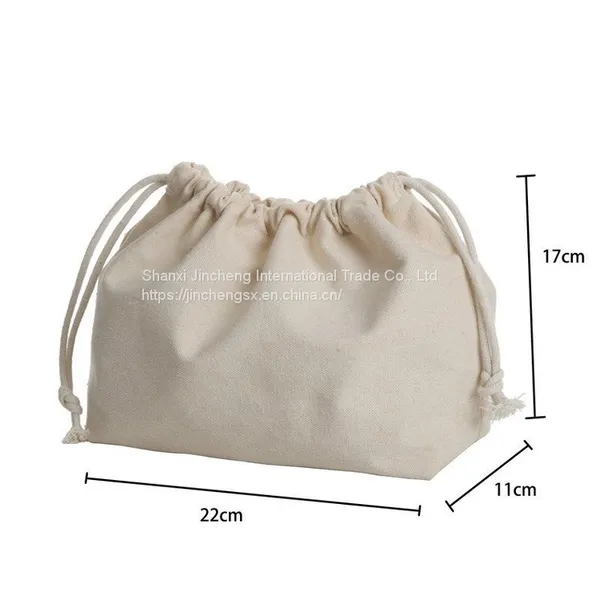 Custom Logo Size Printed Small Eco Friendly Double Sided Packaging Cotton Linen Drawstring Bag photo-3