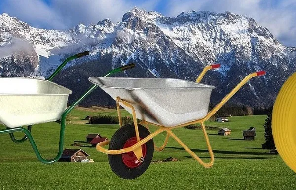 Durable Construction Wheelbarrow - 0.8mm Steel Tray, 100L Volume, Pneumatic Wheels