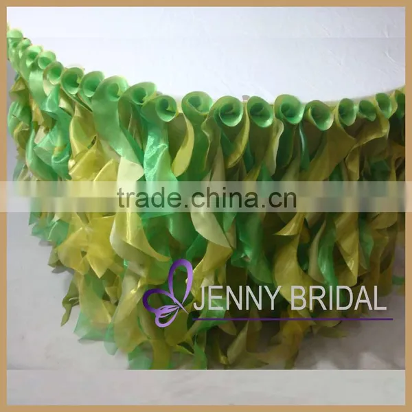 TS055F Hot Selling Banquet Taffeta and Organza Ruffled Table Skirt Quality Choice photo-3