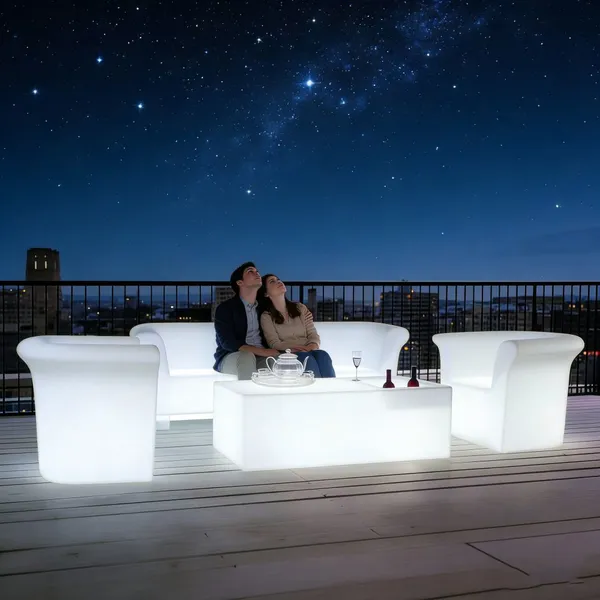 Wholesale Smart & Practical LED Illuminated Lounge Plastic Furniture Practical Glow LED Sofa Chairs for Living Hotels Parks photo-3