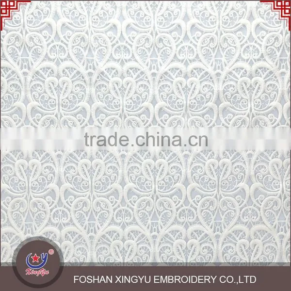 Latest Fashion Top Quality 3d Embroidery White QMilch Embroidered Organza Fabric for Women Cloth photo-5