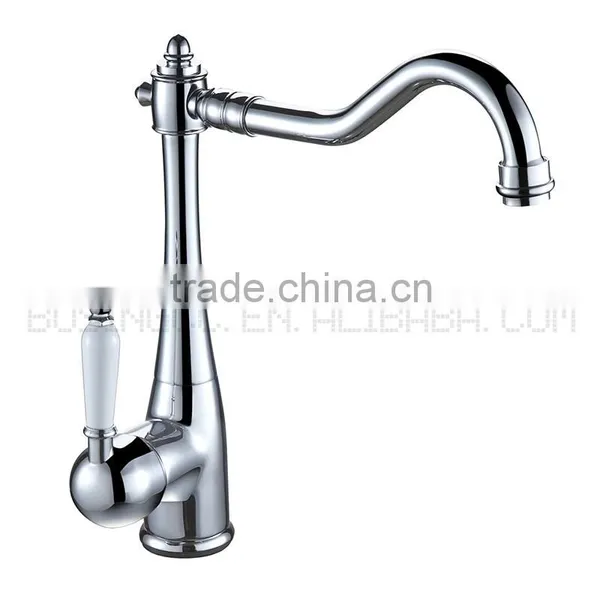 Curved Head Brass Material And Polished Treatment Single Handle Antique Faucet photo-2