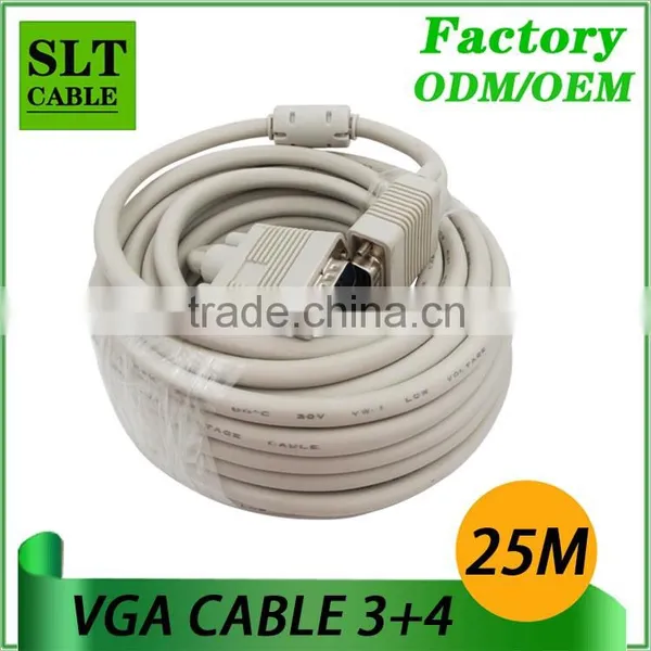 SLT High Quality 25M VGA Male to VGA Male Cable 15pin for Computer Monitor Projector Laptop Hdtv LCD Etc Multimedia