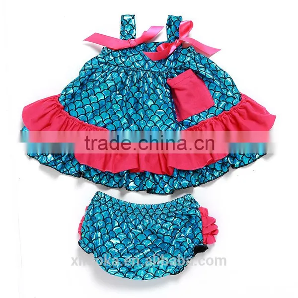 Summer Clothing 2016 Mermaid Baby Girl Swing Dress Summer Baby Girl Dress Mermaid Outfit