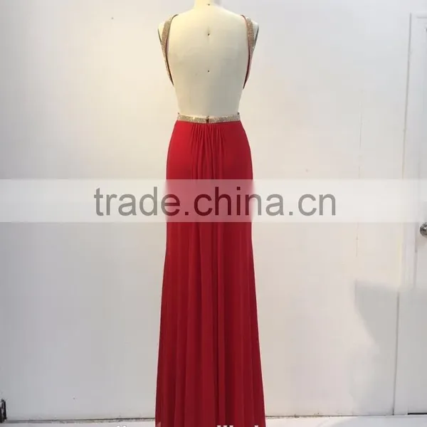 Luxury Elegant Backless Red Long Chaozhou Evening Dress photo-4