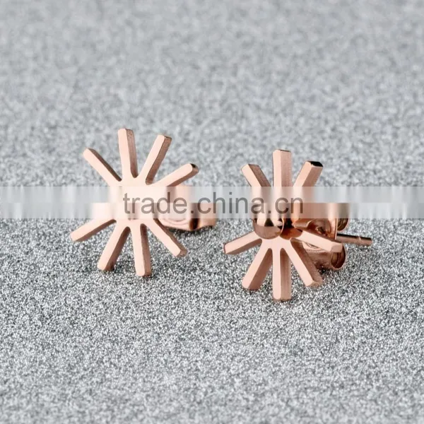 Wholesale Fashion Jewelry 18K IP Rose Gold Plated Flower Double Stud Earrings for Party Girls photo-2