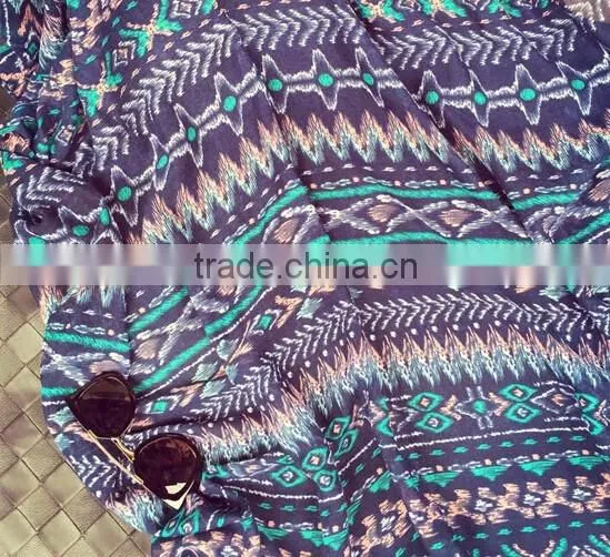 Tassel Aztec Scarf, Blue Scarf Chevron Scarf, Boho Native Southwestern Cotton Scarf, Print Scarf photo-5