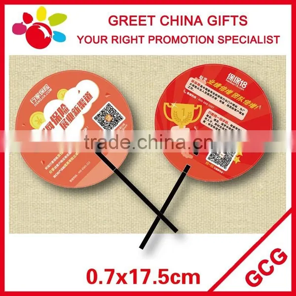 Chinese Custom Promotional Plastic Long Handle Kids Hand Fan With Personalized Artwork Printed Cheap Advertising Summer Gifts