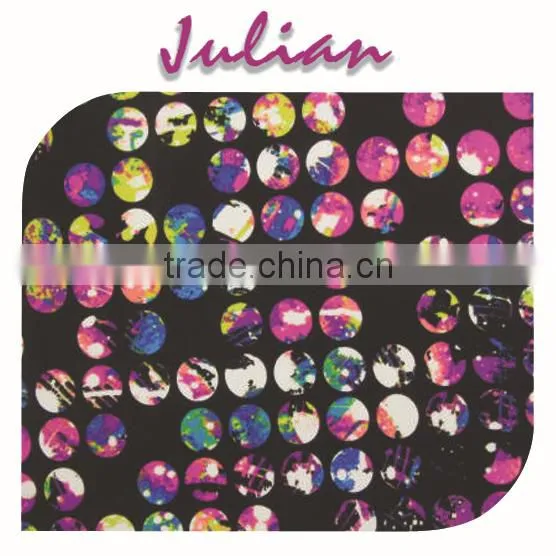 Colorful Round Circle Dot on Black Spandex Print Nylon Polypropylene Price Fabric