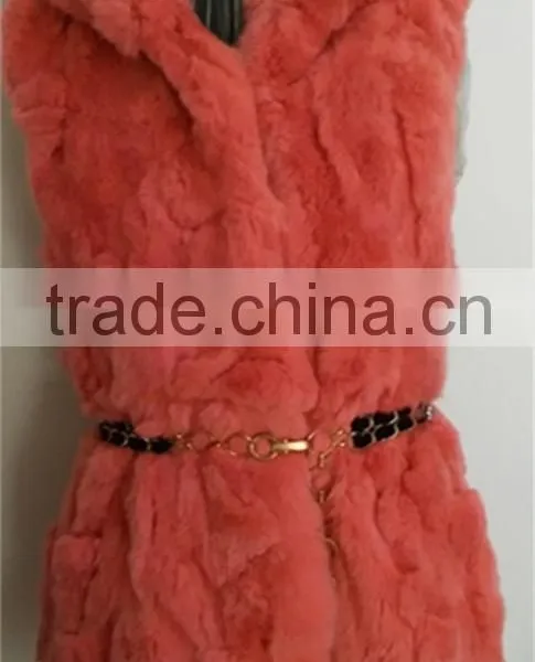 Rabbit Fur Jacket Raccoon Fur Collar Coat Outwear Garment Women Warm photo-4