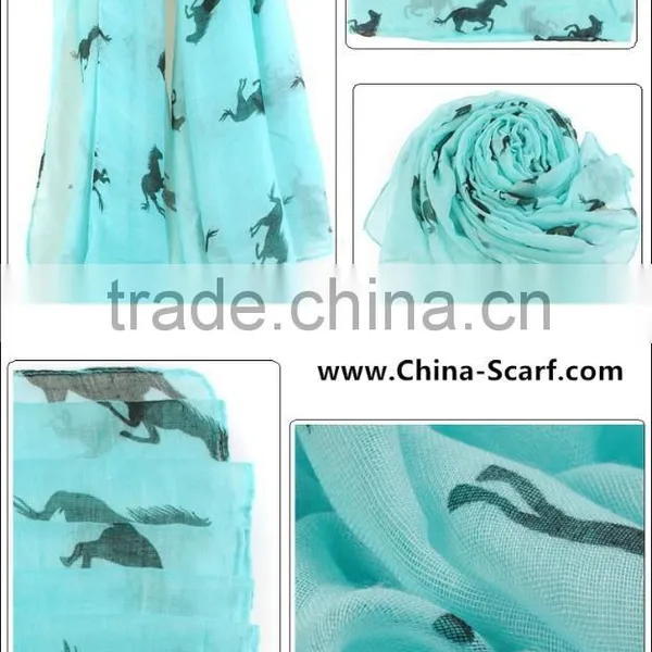 Dark Horse Print Scarf Shawl Wholesale Women photo-6