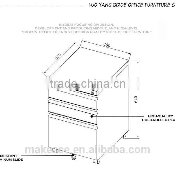 ODM &OEM Mobile Storage 3 Drawer Pedestal Filing Cabinet photo-4