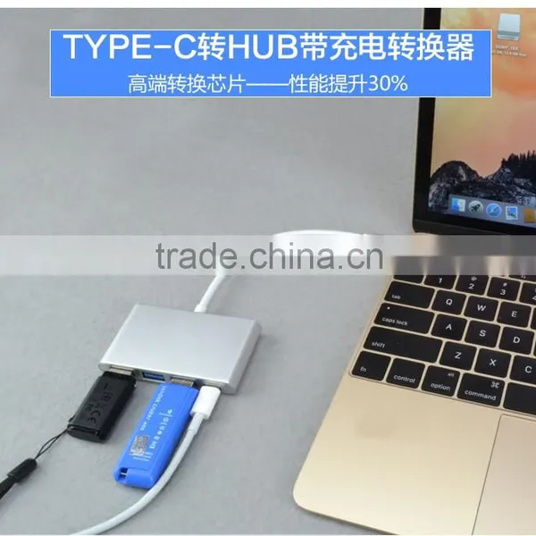 USB Type-C 3.1 Hub, USB-C to 3-Port USB 3.0 Aluminum Hub With 1 Type C Charger Port for the New Macbook, Google Chrome Book photo-6