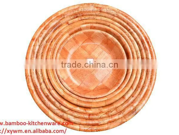 Big Woven Wooden Serving Teak Bowl