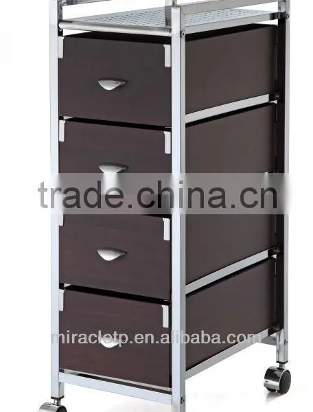 4 Modern Wood Drawers Storage Trolley