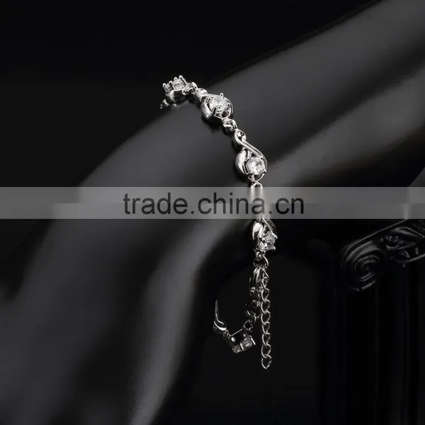 Classical 18k White Gold Plated Bracelet Musical Note Jewelry Inlaid Precious Gemstone for Party photo-4