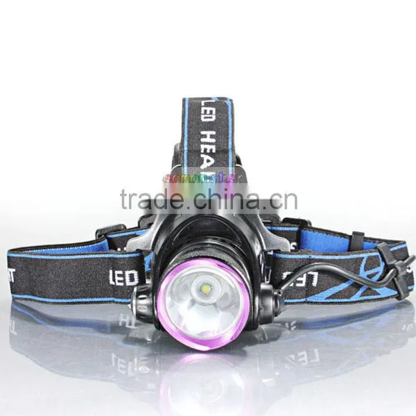 1-bulb 3 Modes Waterproof LED Headlamp LED Headlight Purple & Black photo-2