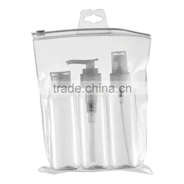 4 pc TRAVEL KIT Empty Bottles Liquid Spray Pump Squeeze Lotion Container ST-14 photo-2