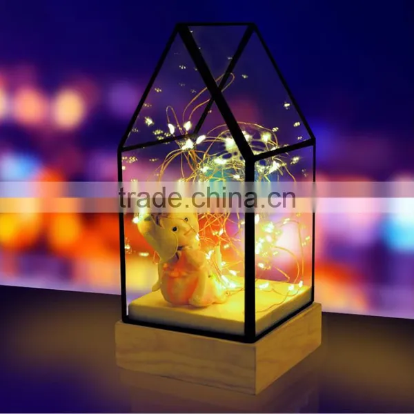 Creative DIY House Design Fireworks Silver Flower Glass House Atmosphere Night Light, Decorative Table Bedroom Warm Night Light photo-2