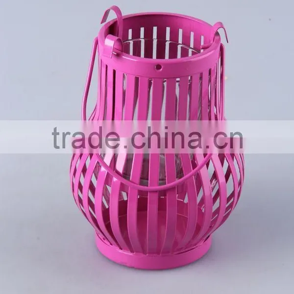 Home Decoration Candlestick/Portable Pear-shaped Painted Iron+Glass Candle Holder photo-2
