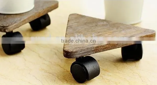 Modern Designwood Mat With Wheels for Your Flower Pot photo-2