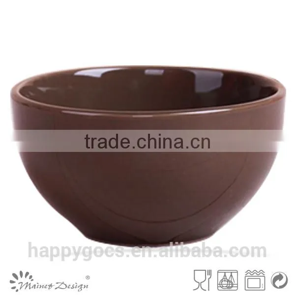 Ceramic Round Bowl Stoneware Dark Purple Rice Bowl Cereal Bowl photo-2