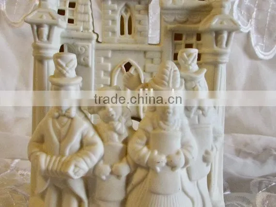 Bisque Porcelain Carolers Votive Holder, Partylite Village Christmas P0204 Candle Holder photo-4