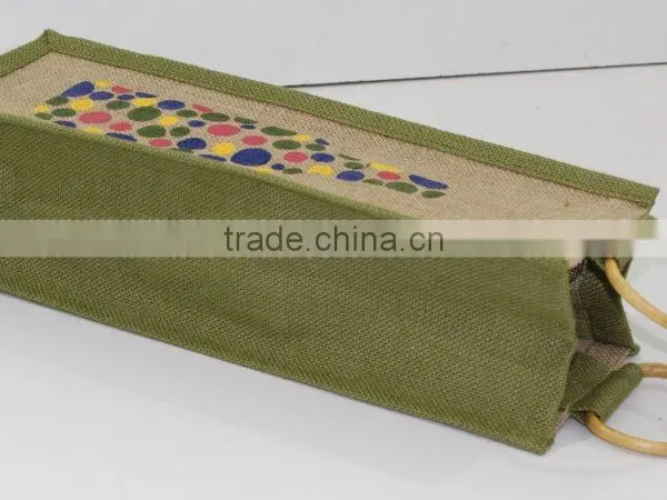 Jute Wine Bag/ One Bottle Wine Carry Bag Jute/ Eco-friendly Wine Tote photo-3