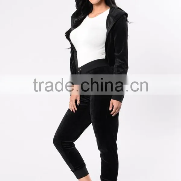 Fitness Clothes Gym Hoodie Womens Velvet Track Suit Matching Set Long Sleeve Zip Up Hoodie And Jogger Pants Blank Tracksuits photo-3