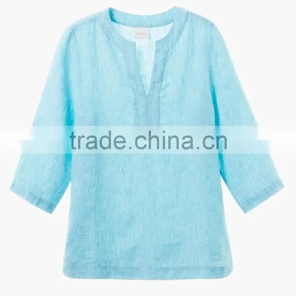 New Arrived Women's Stand Collar Front Button up Shirt photo-3