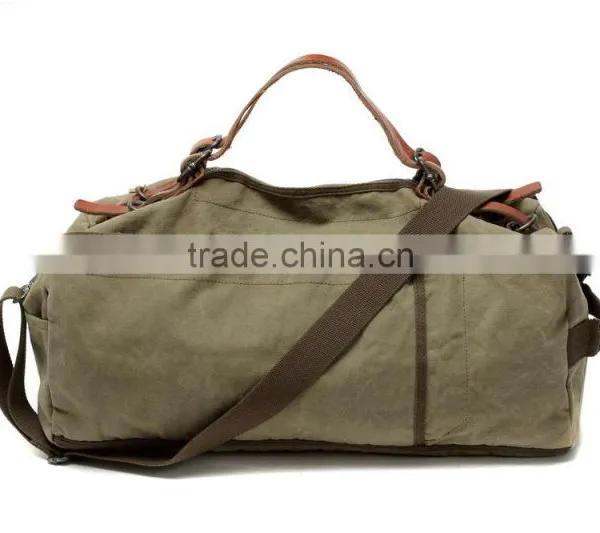 Unisex Vintage Casual Cotton Canvas Leather Haversack Shoulder Bag Travel Bag Weekend Bag Duffle Bag Travel Overnight Bag,For M photo-2