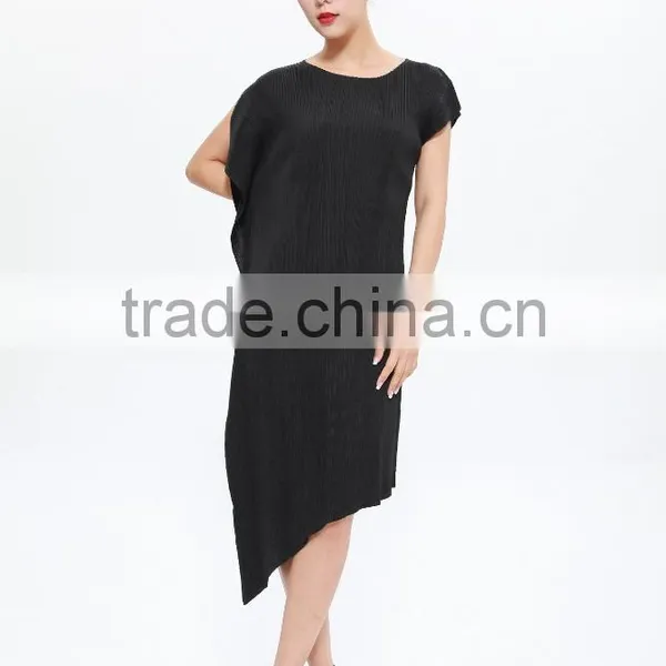 Irregular Hem Fashionable Online Store Pleated Dress for Women photo-4