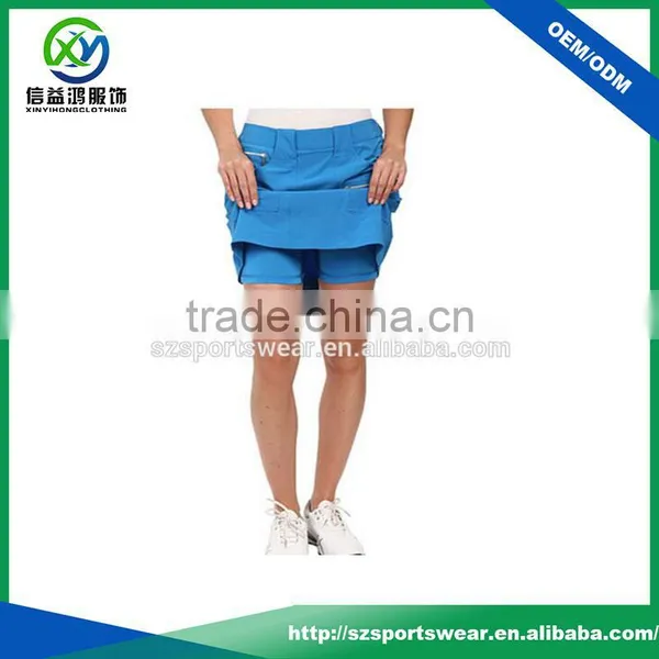 2016 Newest Design Polyester Fabric Front Pocket Pure Color Golf Skirt photo-2