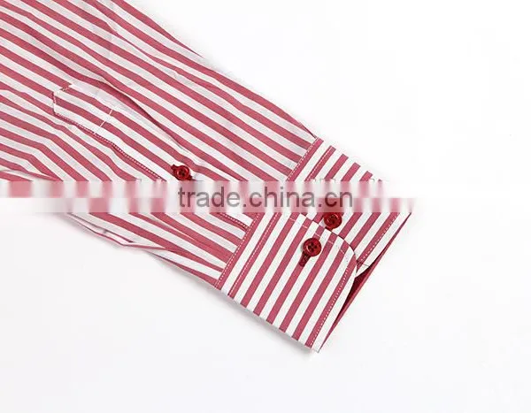 Burgundy Stripe Men's Stretch Shirts photo-2