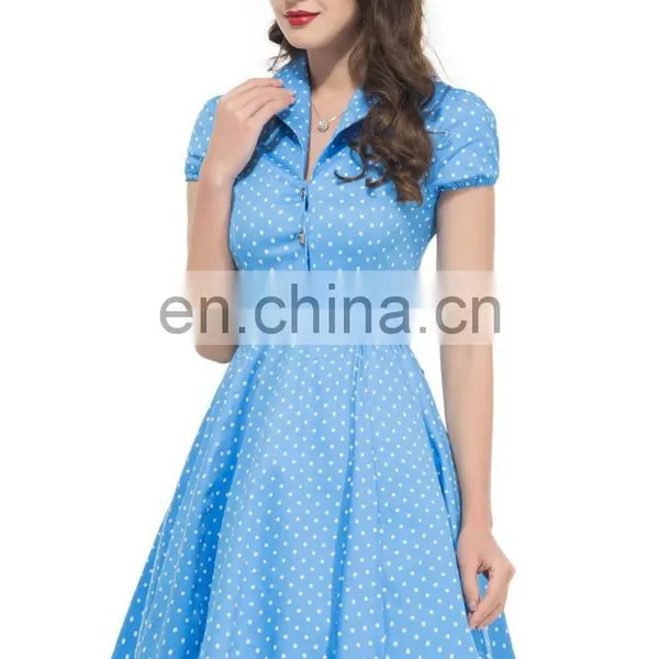 Grace Karin Girls Polka Dot Dress Cotton Cheap Short Sleeve Vintage Dress Rockabilly Dress CL6089-3# photo-2