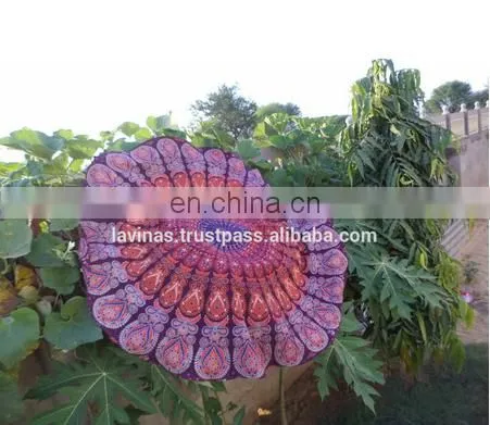 Indian Mandala Beach Round Boho Roundie Table Cover Beach Yoga Mat Wall hanging wholesaler / Home Textile / Tapestry