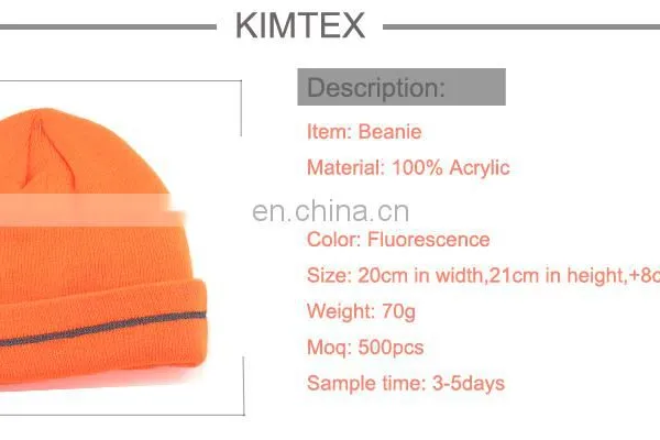 2017 New Design Fluorescence Winter Hat,Beanie With Reflective Stripe photo-2