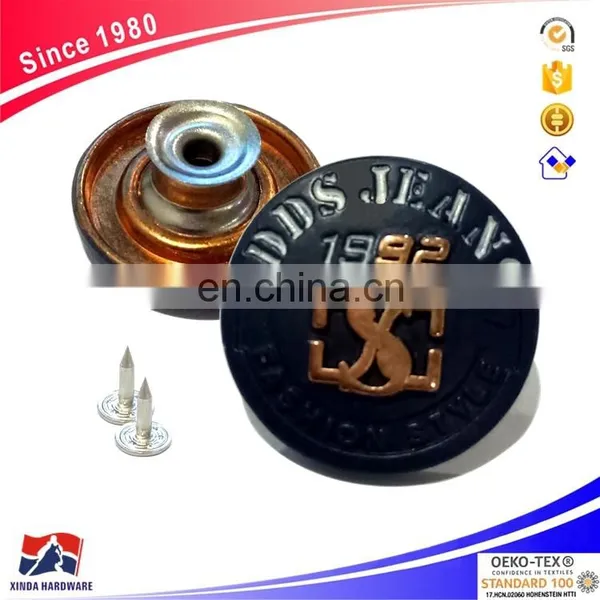 18mm Jeans Metal 3D Buttons, Brass Button And Rivet For Denim, Jackets photo-2
