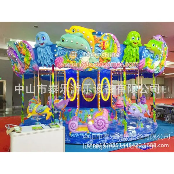 Zhongshan Amusement Park Equipment Outdoor Playground Merry go Round, 12 Seat Dolphins Carousel Hot Sale, Marine Theme photo-4
