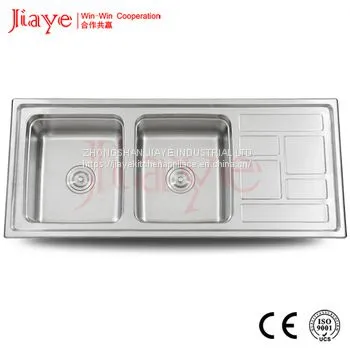 JY-11650F 2018 Normal Kitchen Sink, Double Bowl Drain Board Sinks for Home Appliances