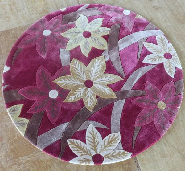 Magenta Color Round Rug for Cigar Room