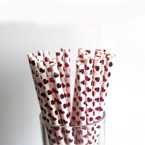 50/100pcs Paper Drink Gold Striped Drinking Straws for Party Baby Shower Wedding photo-4