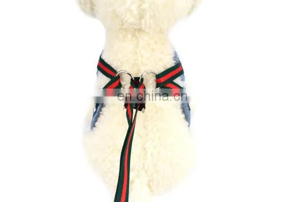 Dog Safety Vest Harness Pet Dog Adjustable Cute Design Chest Strap Breathable Jean Dog Chest Harness photo-6