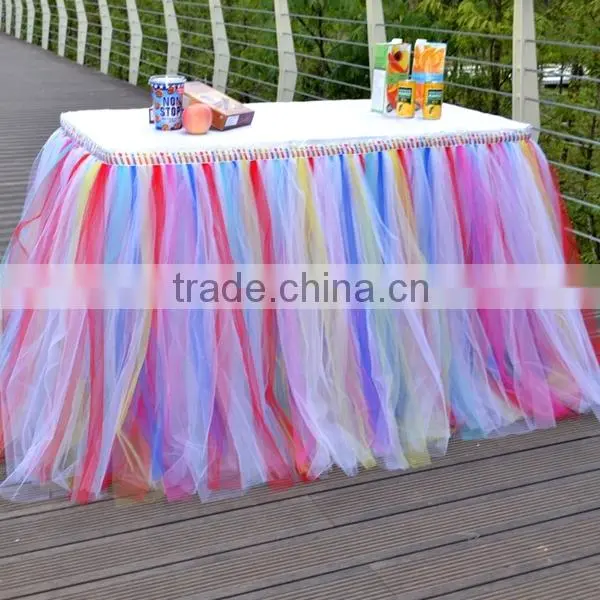 Hot Sale New Customized Tutu Tableware Tulle Table Skirt Party Wedding Decorations Gift SD103 photo-2