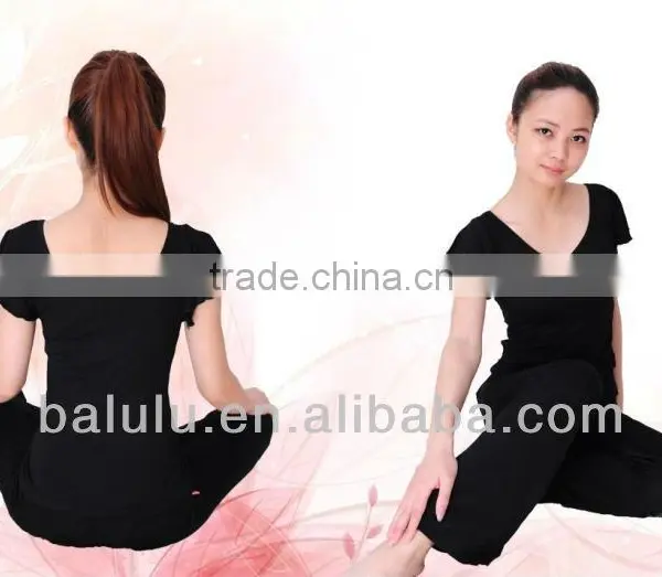 Lady Gym Wear Cotton Spandex v Neck Sports Wear,gym t Shirt Women Fitness Wear Yoga Wear photo-2